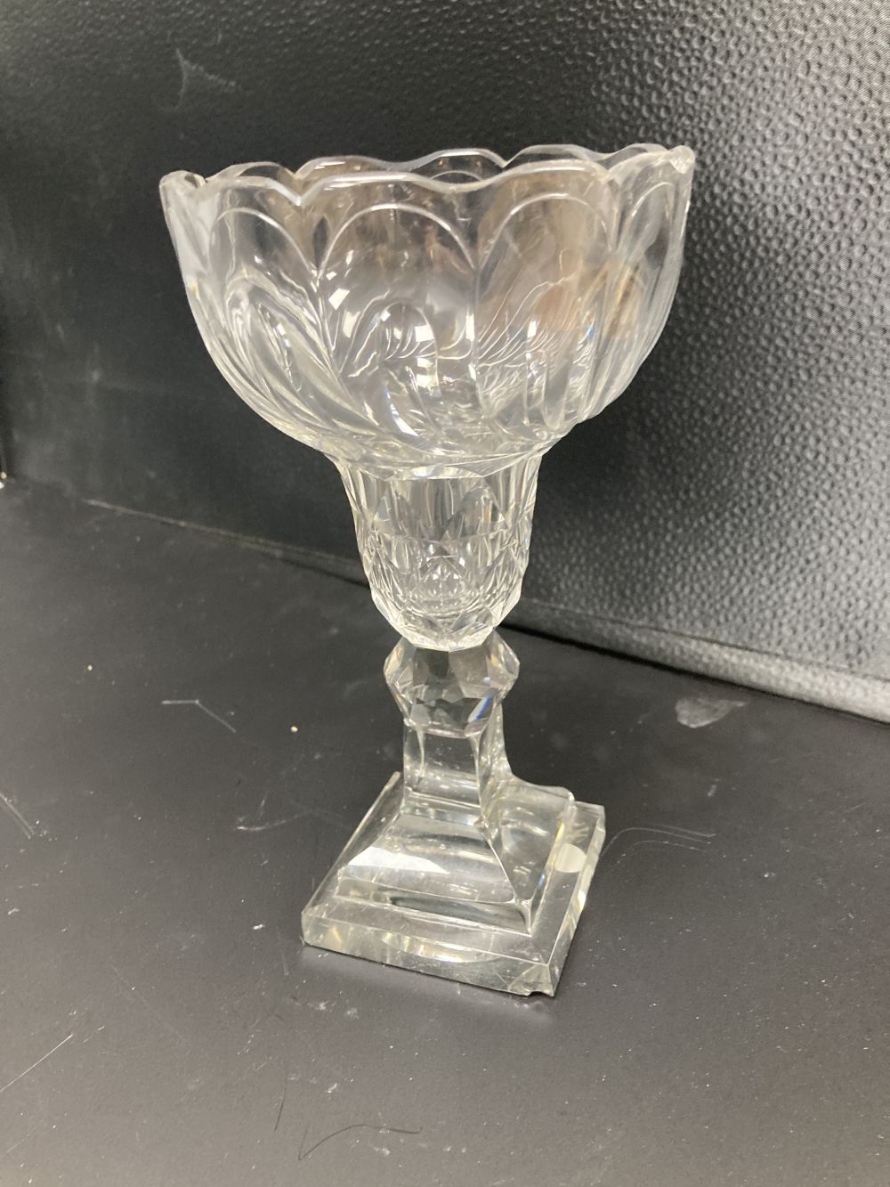 A late 18th century cut sweetmeat glass or flower vase, possibly Dutch, 20.5cm